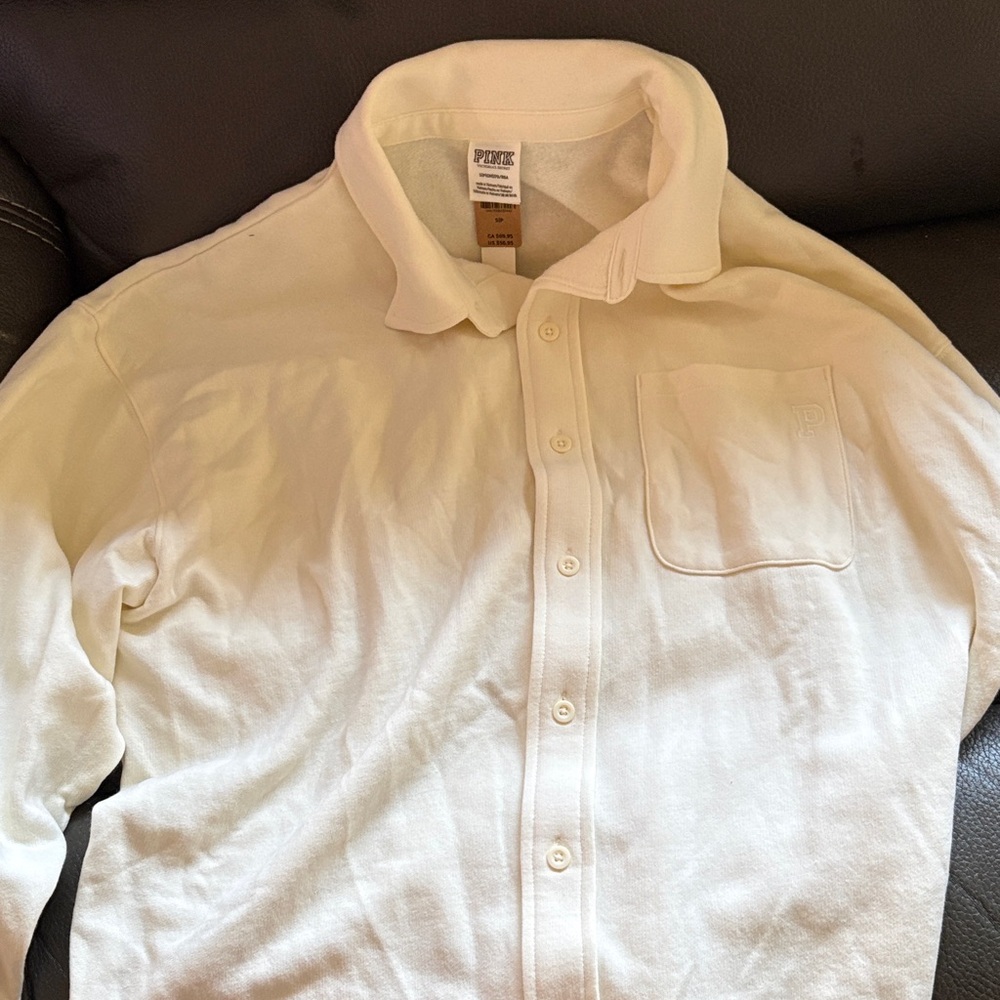 Victoria secret pink cream color sweatshirt soft lined shacket